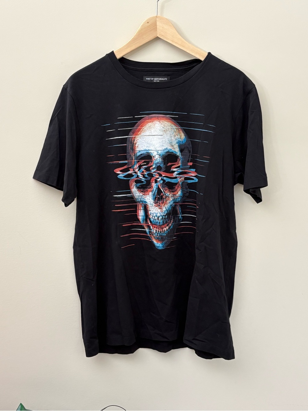 Cult of Individuality Black Static Noise Crewneck Tshirt size Large